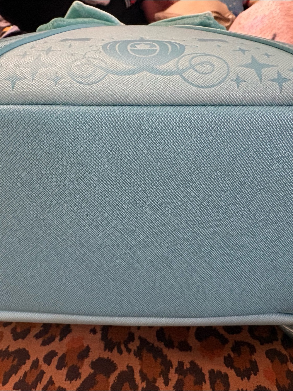 Loungefly Light Blue Velvet Bow Backpack - Picture 4 of 6
